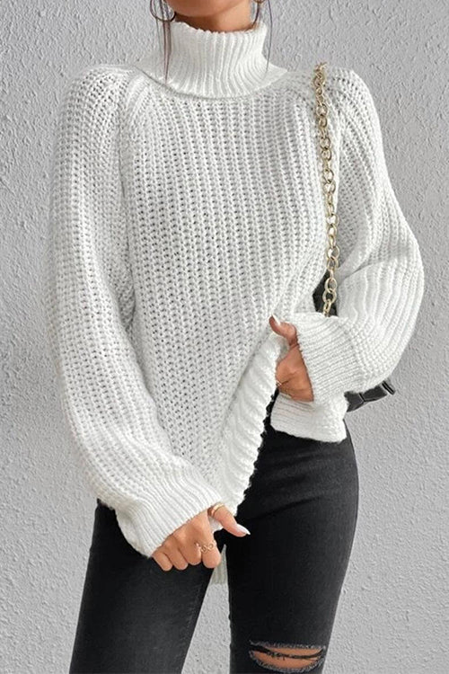 Heididress High Neck Side Slit Pullover Sweater