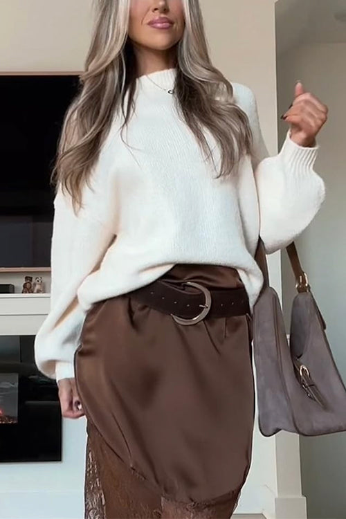 Heididress Drop Shoulder Lantern Long Sleeves Comfy Pullover Sweater