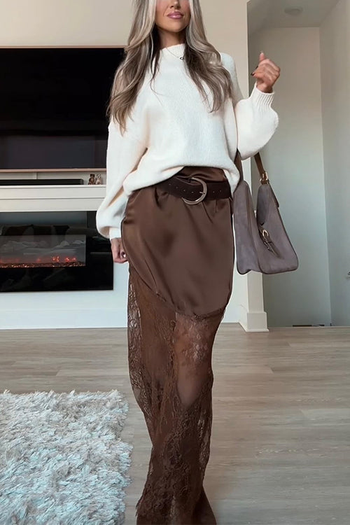 Heididress Drop Shoulder Lantern Long Sleeves Comfy Pullover Sweater