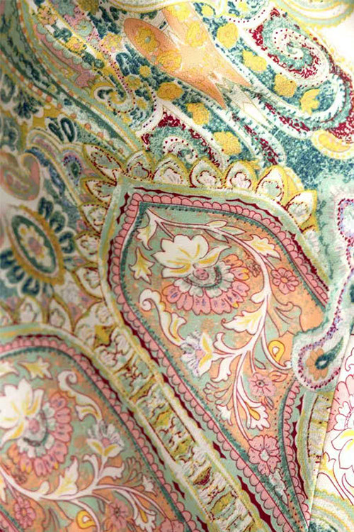 Adjustable Strap V Neck Paisley Print Slit Maxi Dress