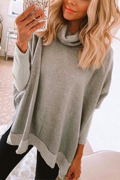 Heididress Cowl Neck Long Sleeve Side Split Sweatshirt