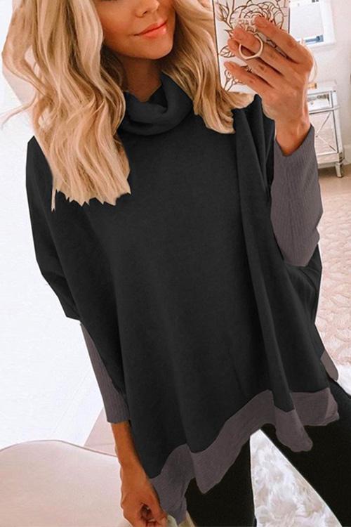 Heididress Cowl Neck Long Sleeve Side Split Sweatshirt