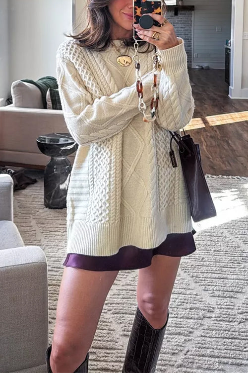 Heididress Crewneck Cable Knit Casual Pullover Sweater