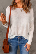 Heididress Drop Shoulder Long Sleeves Solid Knitting Sweater