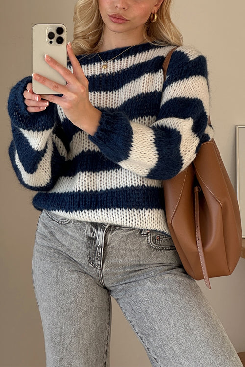 Heididress Drop Shoulder Striped Casual Pullover Sweater