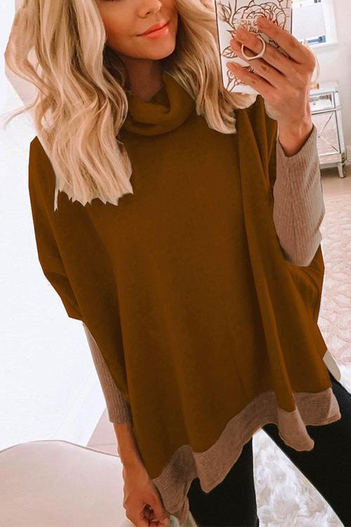 Heididress Cowl Neck Long Sleeve Side Split Sweatshirt